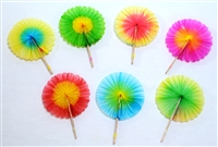 3" ROUND TISSUE ROSETTE COCKTAIL FANS - ASSORTED COLORS - CASE OF 3600